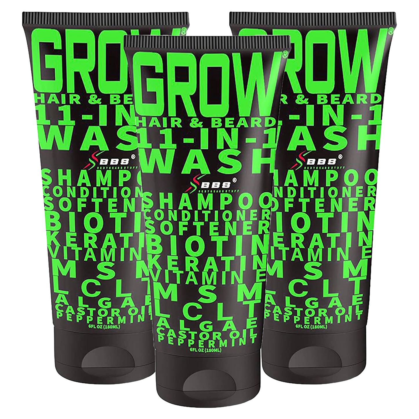 The GROW® EPIC!!! Triple Pack of GROW® Hair & Beard 11-in-1 Wash