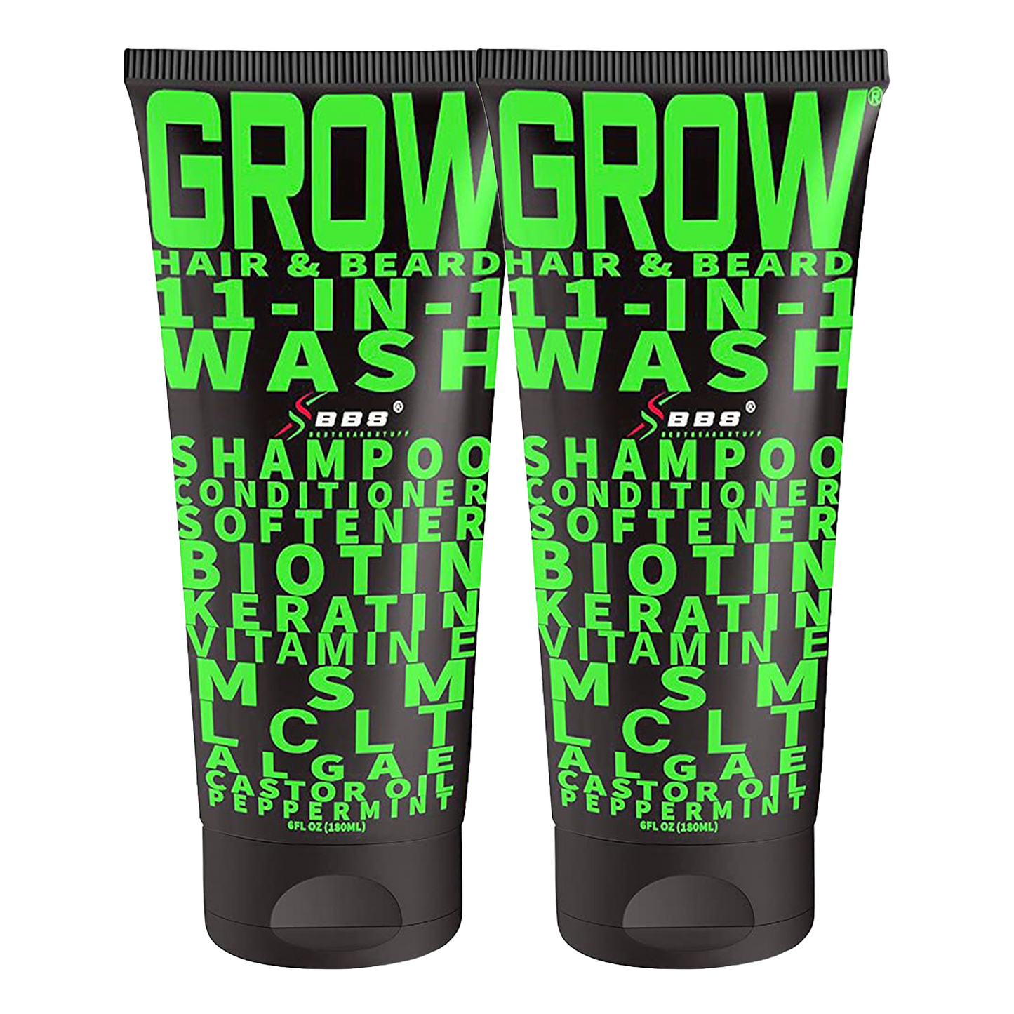 The GROW MORE!!! Double Pack of GROW® Hair & Beard 11-in-1 Wash