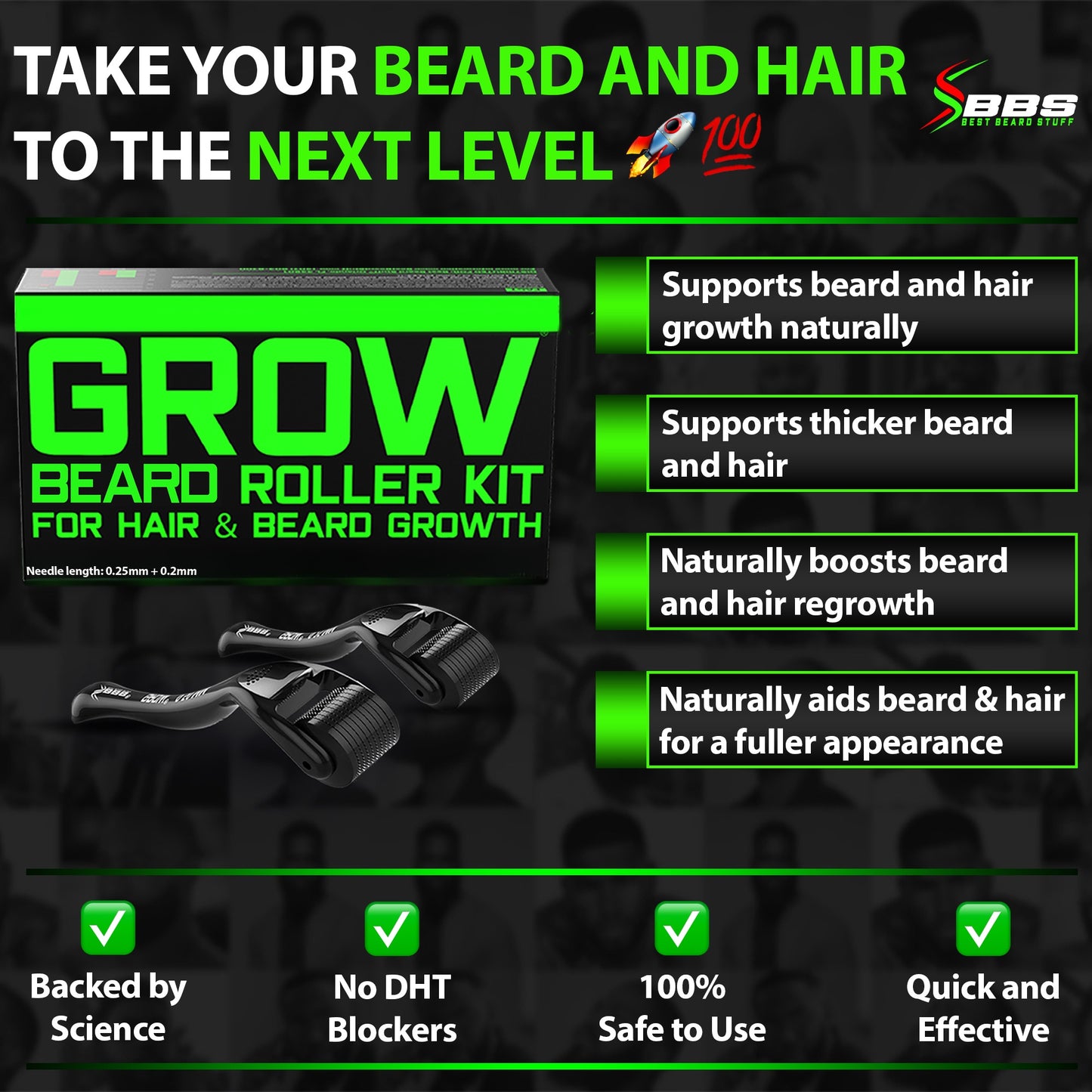 GROW® Beard Roller Kit