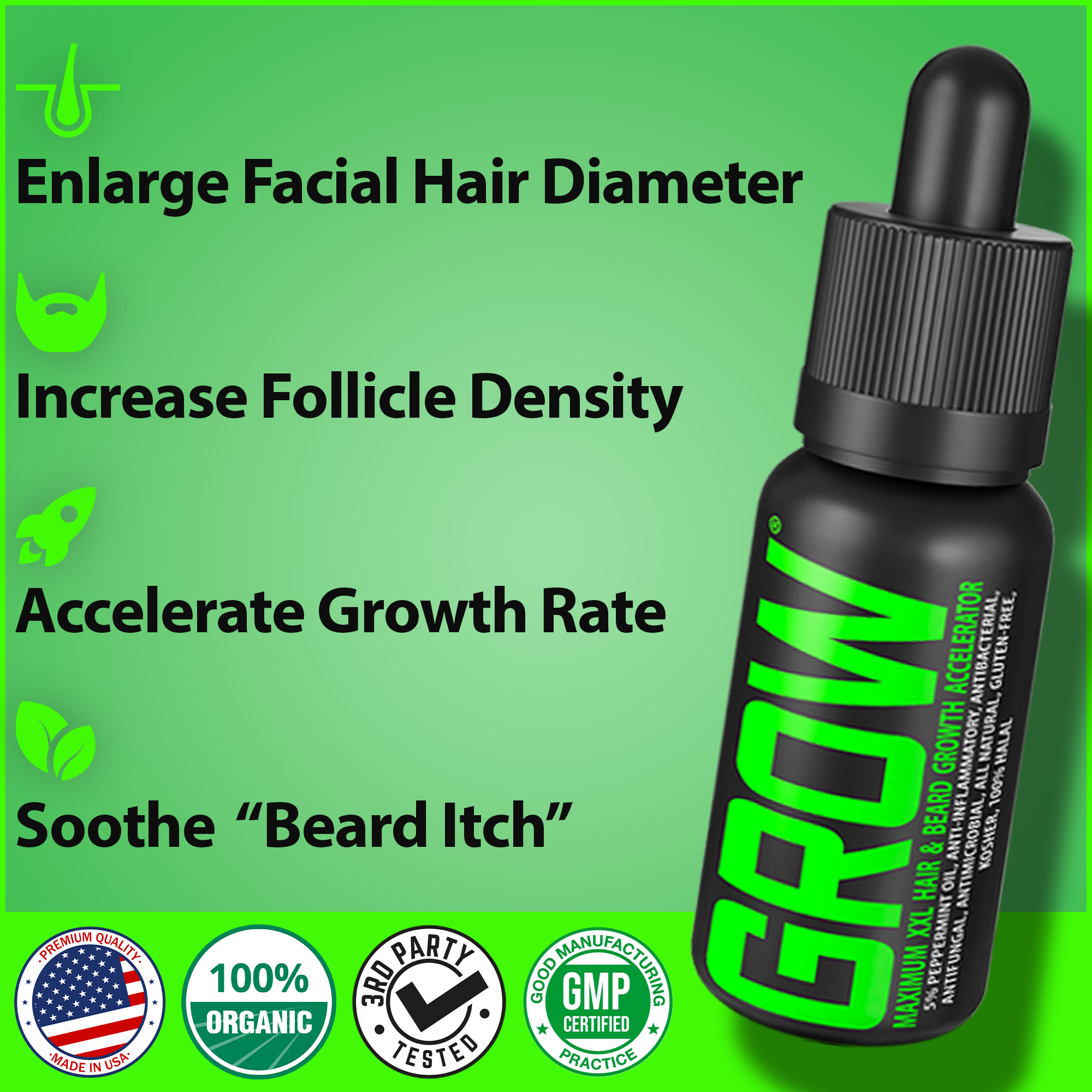 GROW MORE!! 2-Pack of GROW® XXL Beard Growth Accelerator